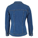 Long Sleeve Lapel Pockets Denim Coat GDAM-218619