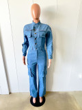 Long Sleeve Denim Multi-pockets Jumpsuit GKNF-TSJ-3570