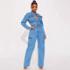 Long Sleeve Denim Multi-pockets Jumpsuit GKNF-TSJ-3570