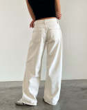 Washed Loose Solid Color Straight Jeans GDMY-12154