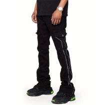Men's Appliqued Denim Stacked Wide-leg Pants GDMY-3013
