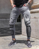Men's Plus Size Print Tight Pencil Jeans GDMY-2012