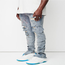 Men's Washed Slim Holes Pencil Jean GDMY-G113