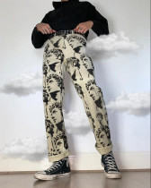 Men's Loose Tie Dye Print Washed Jean GDMY-GL002