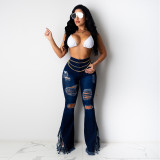 Fashion Tassel Holes Big Flare Jeans GDMY-020