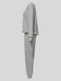 Solid Color Long Sleeve Sport Two Piece Pants Set MIL-T086 