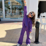 Kids Girl Irregular Pleated T Shirt Two Piece Pants Set GYAY-M8107
