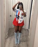 Pre Order: About 7 work days shipping Vintage Casual Short Sleeve Print Tops YUEM-Y220234