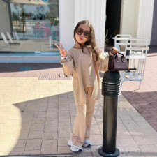 Kids Girl Irregular Pleated T Shirt Two Piece Pants Set GYAY-M8107