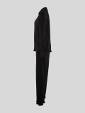 Deep V Neck Long Sleeve Shirt Pants Two Piece Set MIL-T092 