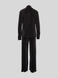 Deep V Neck Long Sleeve Shirt Pants Two Piece Set MIL-T092 