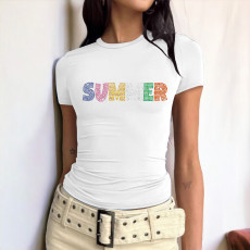 Letter Hot Drill Two Piece T Shirts ME-S8501002