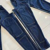 Irregular Hollow Out Spliced Zipper Jeans YMEF-51089