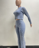 Knit Sweater Zipper Casual Pants Set NYF-8179
