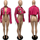 Short PU Leather Printed Jacket YNSF-Y2659