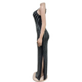 Solid Color Sling Hot Drill Maxi Dress GOSD-OS7031
