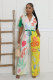 Print Color Block Wide Leg Jumpsuit XHXF-8707