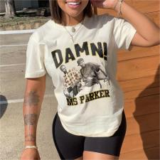 Plus Size Print Short Sleeve Loose T Shirt GXJL-241028