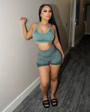 Casual Yoga Sports Vest Two Piece Shorts Set YUEM-220244