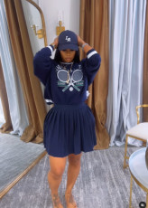 Print Pullover Sweatshirt And Pleated Skirt Suit NY-10915