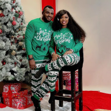 Christmas Letter Print Pyjamas Parent-Child sUIT GSGS-0705