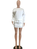 Stripe Patchwork Tie Up Two Piece Skirts Set QODY-6052