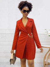 Sexy Pleated Blazer Neck Mini Dress GMLF-3301