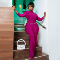 Solid Color Long Sleeve Slim Jumpsuit  GCNE-7001