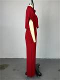 Solid Color Short Sleeve Shirt Loose Pants Suit GCNE-7043