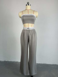 Sport Wrap Chest Vest And Wide Leg Pants Suit GCNE-6208