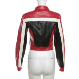 Embroidered Print Lapel Short Zipper Jacket XEF-54798