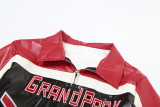 Embroidered Print Lapel Short Zipper Jacket XEF-54798