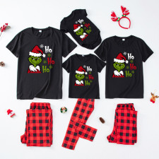 Christmas Printed BlackTops Plaid Print Loungewear Parent-Child Set GFTM-JJF53