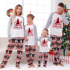 Christmas Tree Printed Loungewear Plaid Patchwork Parent-Child Set GFTM-JJF89