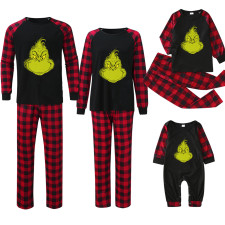 Christmas Printed Patchwork Plaid Print  Parent-Child Pajama Set GFTM-JJFA01
