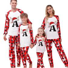 Christmas Letter Print Long Sleeve Parent-Child Pajama Set GFTM-JJF32