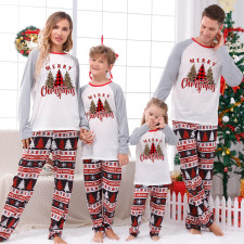 Christmas Tree Printed Loungewear Plaid Patchwork Parent-Child Set GFTM-JJF89