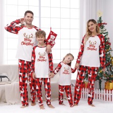 Christmas Print Long Sleeve Loungewear Plaid Pajama Set GFTM-JJF32-9