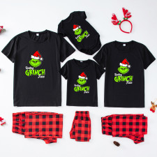 Christmas Printed BlackTops Plaid Print Loungewear Parent-Child Set GFTM-JJF53