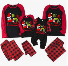 Christmas Plaid Patchwork Print Long Sleeve  Pajama Set GFTM-JJF88