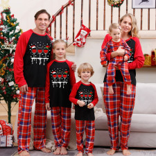 Christmas Plaid Patchwork Print Long Sleeve Parent-Child Set GFTM-JJF101