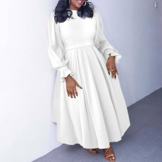 Plus Size Long Sleeve Solid Long Dress NNWF-8060