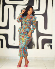 Long Sleeve Print Blazer Two Piece Skirt Set NY-10907