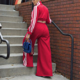 Sport Sweatshirt Stripe Patchwork Two Piece Pants Set AIL-292