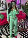 Solid Color Long Sleeve Zipper Two Piece Pants Set CH-24065