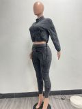 Fashion Long Sleeve Zipper Slim Two Piece Pants Set NYF-8185