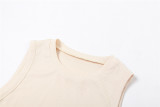 Solid Color Sleeveless Two Piece Pants Set LM-8383