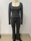 U Neck Long Sleeve Sport Two Piece Pants Set LSD-2293