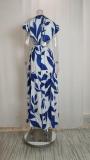 Plus Size Print Hollow Out Maxi Dress GRST-23881