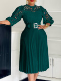 Plus Size Lace Crochet Hollowed Out Midi Dress GCZF-8595